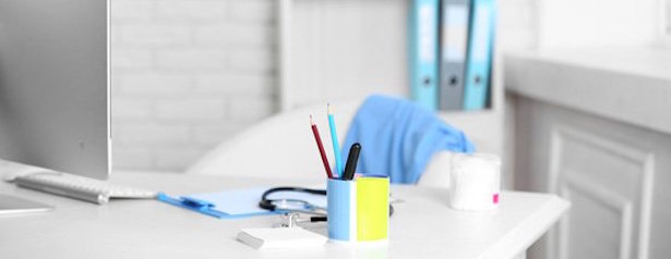 Medical Desk with pens